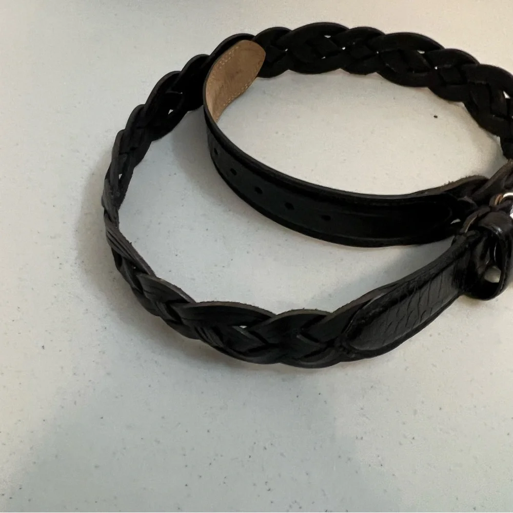 Brighton Black and Silver Braided Belt with Ornate Buckle